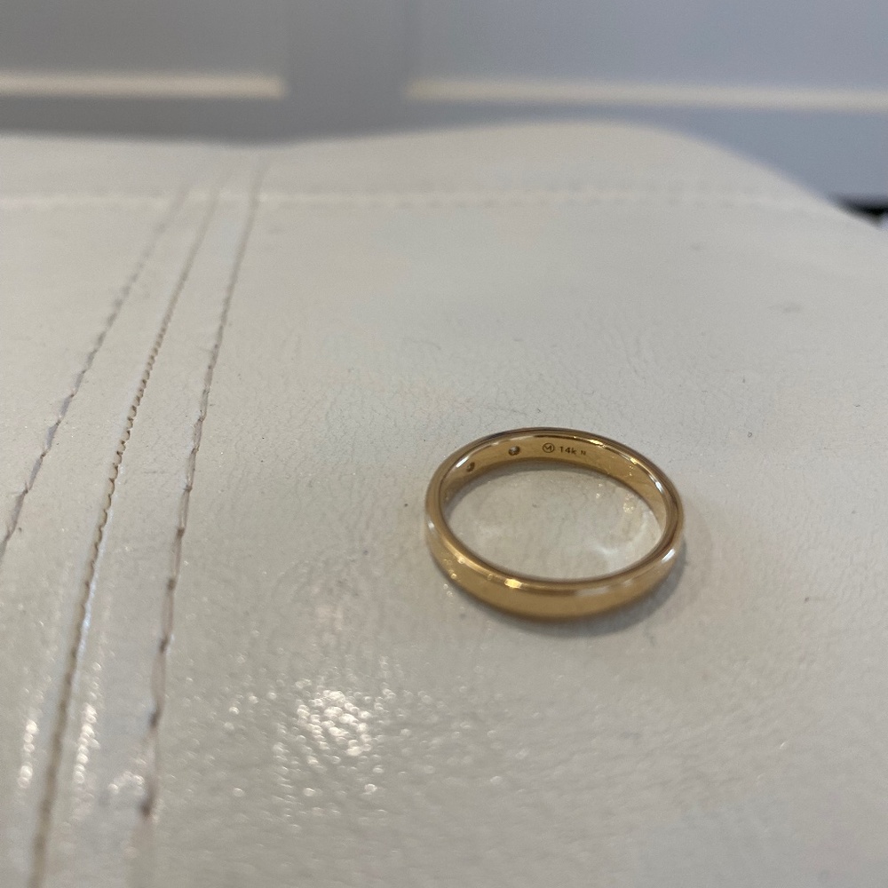 Mejuri Natural 3 Diamond 14kt Yellow Solid Gold Band Sz 6 - Picture 4 of 5